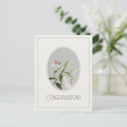 Elegant lilly vintage Congratulations ポストカード (スタンド正面)