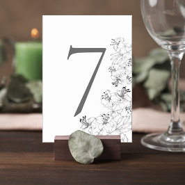 Elegant Lily Floral Wedding Table Number Card テーブルナンバー