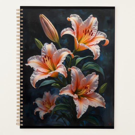 Elegant Lily Flower Art – Premium Prints & Unique プランナー手帳 (正面)