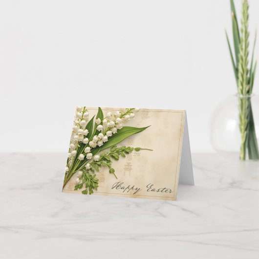 Elegant Lily of the Valley Easter Greeting サンキューカード (正面)