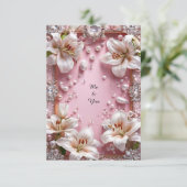 Elegant Lily Pearl Luxury Floral Frame 💍🌸✨ 招待状 (スタンド正面)