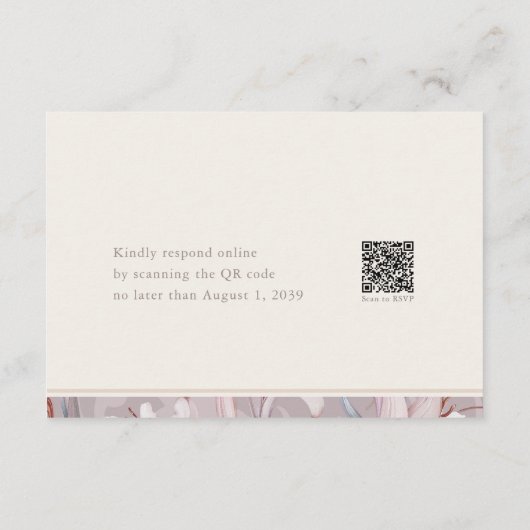 Elegant Lily Wedding RSVP Card with QR Code 招待状 (裏面)