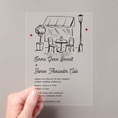 Elegant Line Art Café Minimalist Modern Wedding アクリル招待状 (インサイチュ (ポータブル))