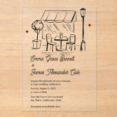 Elegant Line Art Café Minimalist Modern Wedding アクリル招待状 (正面)