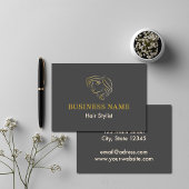 Elegant Line Art Face Hair Salon Logo 名刺