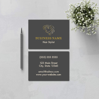 Elegant Line Art Face Hair Salon Logo 名刺