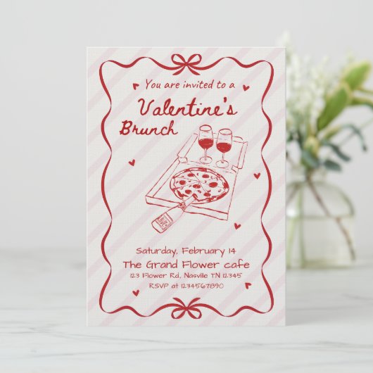 Elegant Line Art Valentine’s Brunch Party 招待状 (スタンド正面)