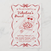 Elegant Line Art Valentine’s Brunch Party 招待状 (正面)