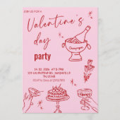 Elegant Line Art Valentine’s Day Party 招待状 (正面)