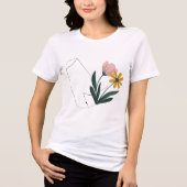 Elegant line with colorful botanical flowers トライブレンドＴシャツ (正面)