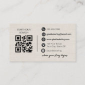 Elegant Linen Photo Real Estate Agent QR Code  名刺 (裏面)