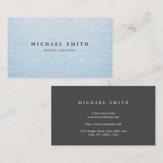 Elegant Linen Texture Business Card 名刺 (正面/裏面)