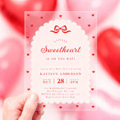 Elegant Little Sweetheart Baby Shower Acrylic アクリル招待状