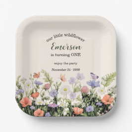 Elegant Little Wildflower 1st Birthday Party ペーパープレート
