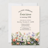 Elegant Little Wildflower 1st Birthday Party 招待状 (正面)