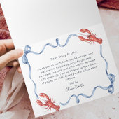 Elegant Lobster Ribbon Bridal Shower Thank You サンキューカード