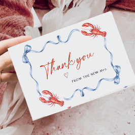 Elegant Lobster Ribbon Bridal Shower Thank You サンキューカード
