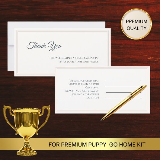 Elegant Long 8x4 Puppy Welcome Thank You Card サンキューカード
