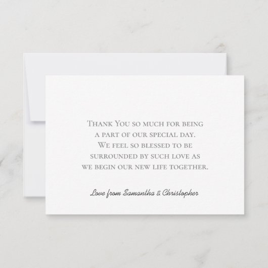 Elegant Long Stemmed Red Rose Simple Wedding サンキューカード (裏面)