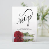 Elegant Long-Stemmed Red Rose Simple Wedding 出欠カード (スタンド正面)