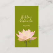 Elegant lotus flower boho avocado green QR code 名刺 (正面)