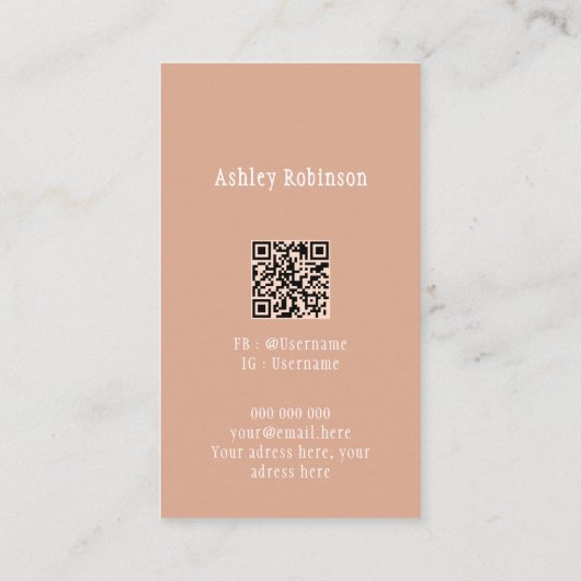 Elegant lotus flower boho terracotta QR code 名刺 (裏面)