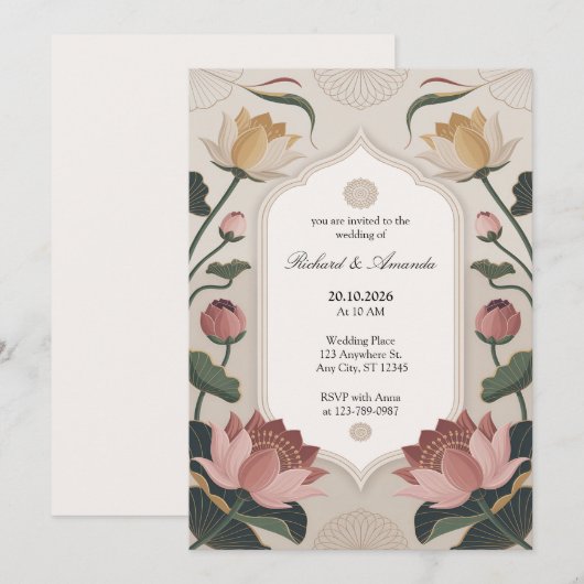 Elegant Lotus Harmony 招待状 (正面/裏面)