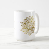 Elegant Lotus Mandala - Gold Line Art Spiritual コーヒーマグカップ (正面右)