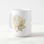 Elegant Lotus Mandala - Gold Line Art Spiritual コーヒーマグカップ (正面左)