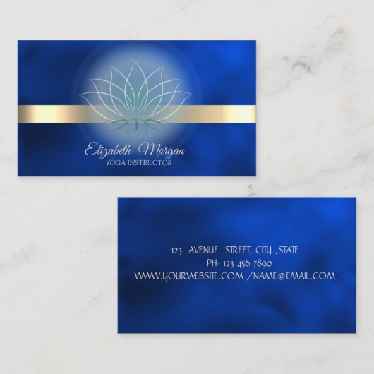 Elegant Lotus Royal Blue Yoga Instructor   名刺 (正面/裏面)