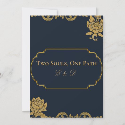 Elegant Lotus Themed Wedding Invite 招待状 (正面)