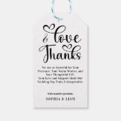 Elegant Love and Thanks Heart Script Wedding ギフトタグ (裏面)