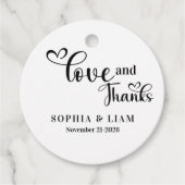Elegant Love and Thanks Script Wedding フェイバータグ (正面)