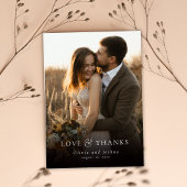 Elegant Love and Thanks Typography Photo Wedding サンキューカード