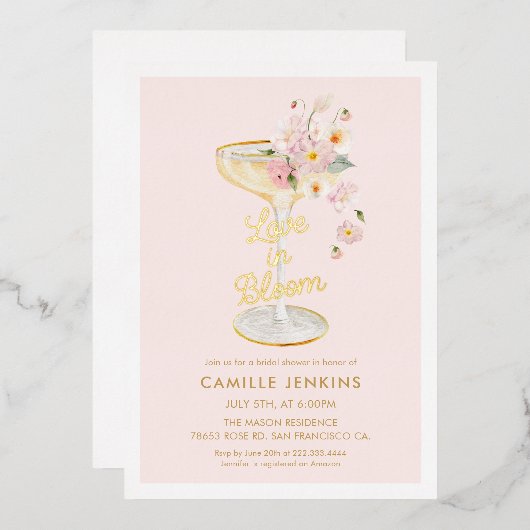 Elegant Love in Bloom Bridal Brunch 箔招待状 (正面/裏面)