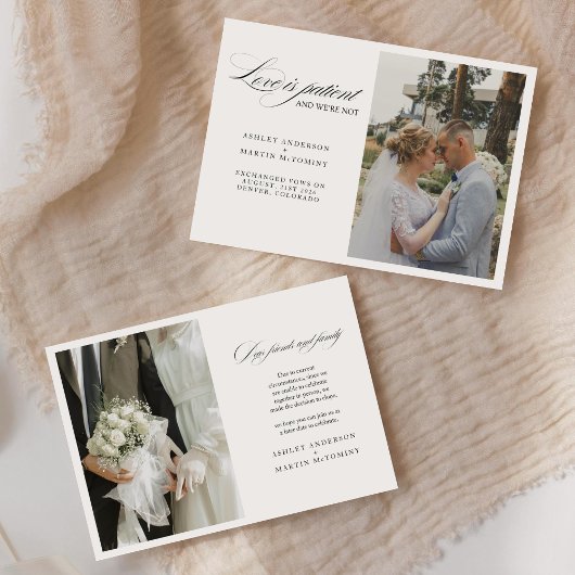 Elegant Love is Patient But We Are Not Elopement 案内状