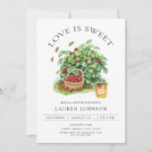 Elegant Love Is Sweet Berry Greenery Bridal Shower 招待状 (正面)