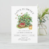 Elegant Love Is Sweet Berry Greenery Bridal Shower 招待状 (スタンド正面)