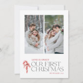 Elegant Love Is Sweet First Christmas Red 2 Photo シーズンカード (正面)