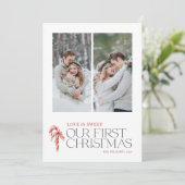 Elegant Love Is Sweet First Christmas Red 2 Photo シーズンカード (スタンド正面)