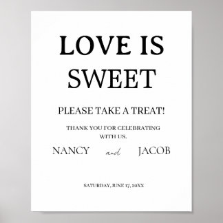 Elegant Love Is Sweet Wedding Sign ポスター