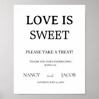 Elegant Love Is Sweet Wedding Sign ポスター