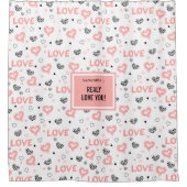 Elegant Love Lettering Heart Sketch Shower Curtain シャワーカーテン (正面)