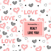 Elegant Love Lettering Heart Sketch Shower Curtain シャワーカーテン