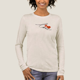 Elegant Love Script Minimalist Hearts カスタム ロング トライブレンドTシャツ