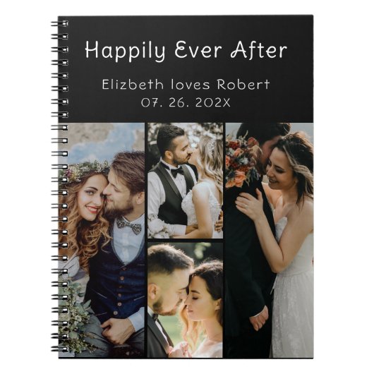 Elegant Love Script Wedding Photo Album ノートブック (正面)