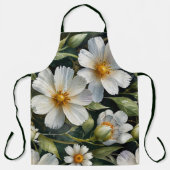 Elegant Lovely White Flowers Watercolor Chic エプロン (正面)