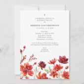 Elegant Lush Minimalist Floral In Dark Red Funeral 招待状 (正面)