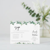 Elegant Lush White Floral and Greenery 出欠カード (スタンド正面)