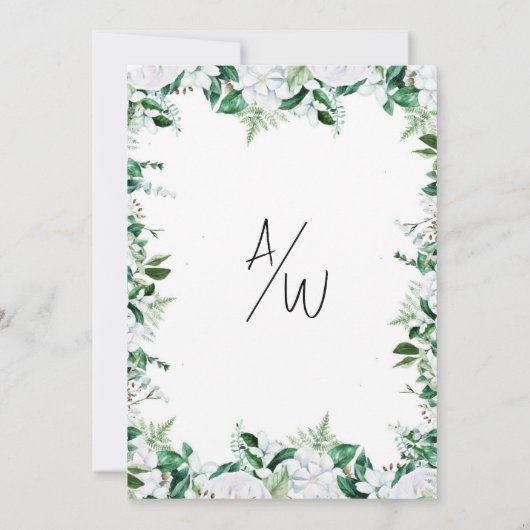 Elegant Lush White Floral and Greenery Wedding 招待状 (裏面)